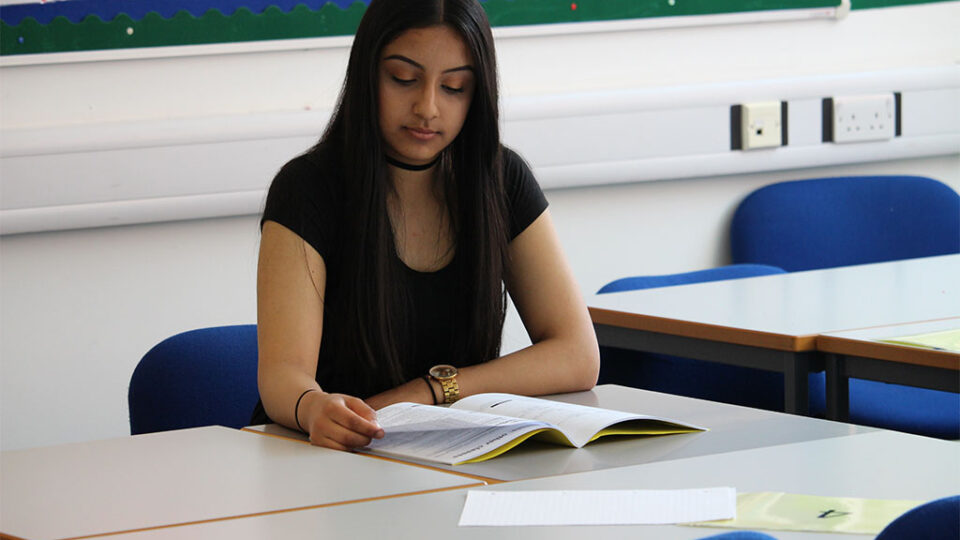 Photograph of an English language student studying